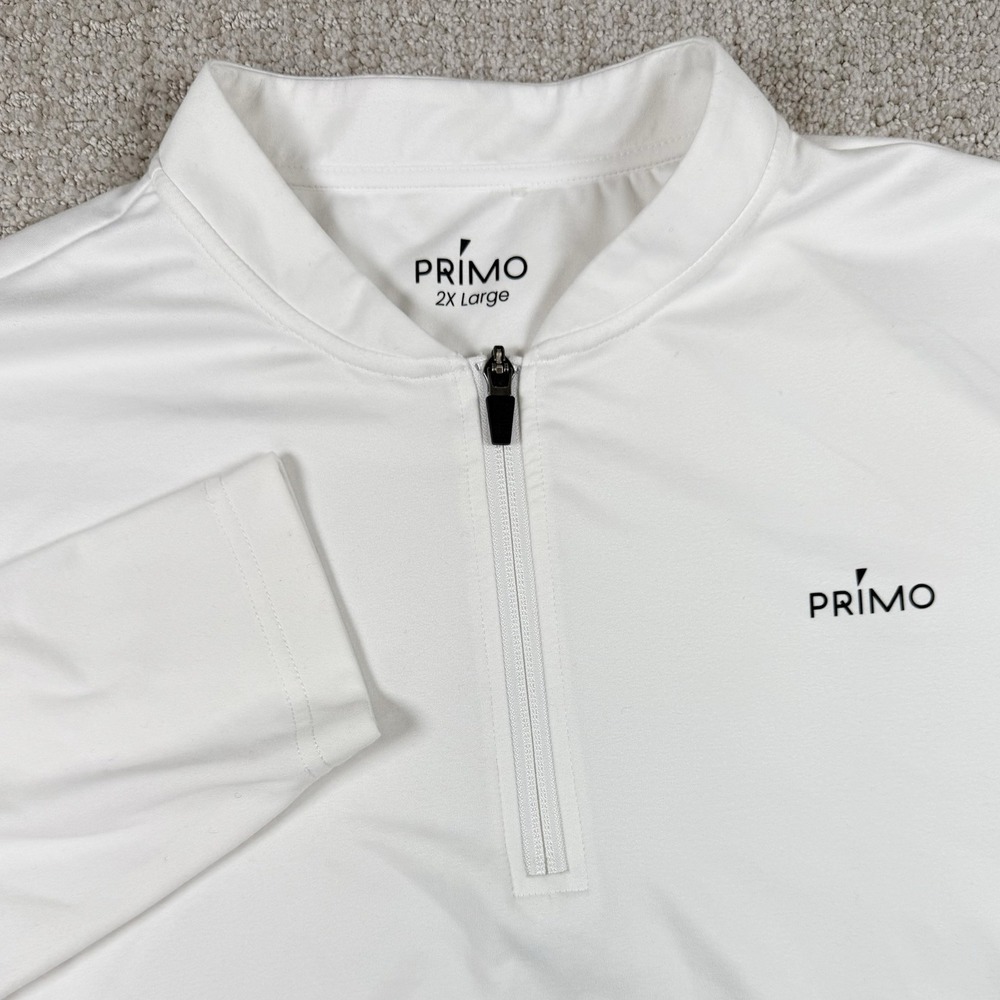Primo Men's 2XL White 1/4 Zip Performance Golf Pullover